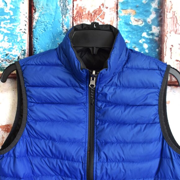 Men's Hawke & Co Reversible Lightweight Packable Down Filled Vest Blue PRE-OWNED - Picture 2 of 10